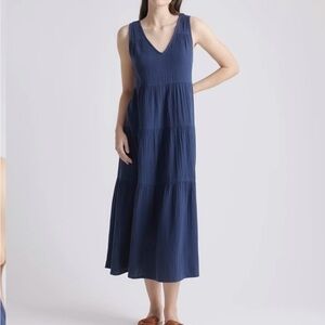 Quince 100% Organic Cotton Gauze Tiered Maxi Dress size XL